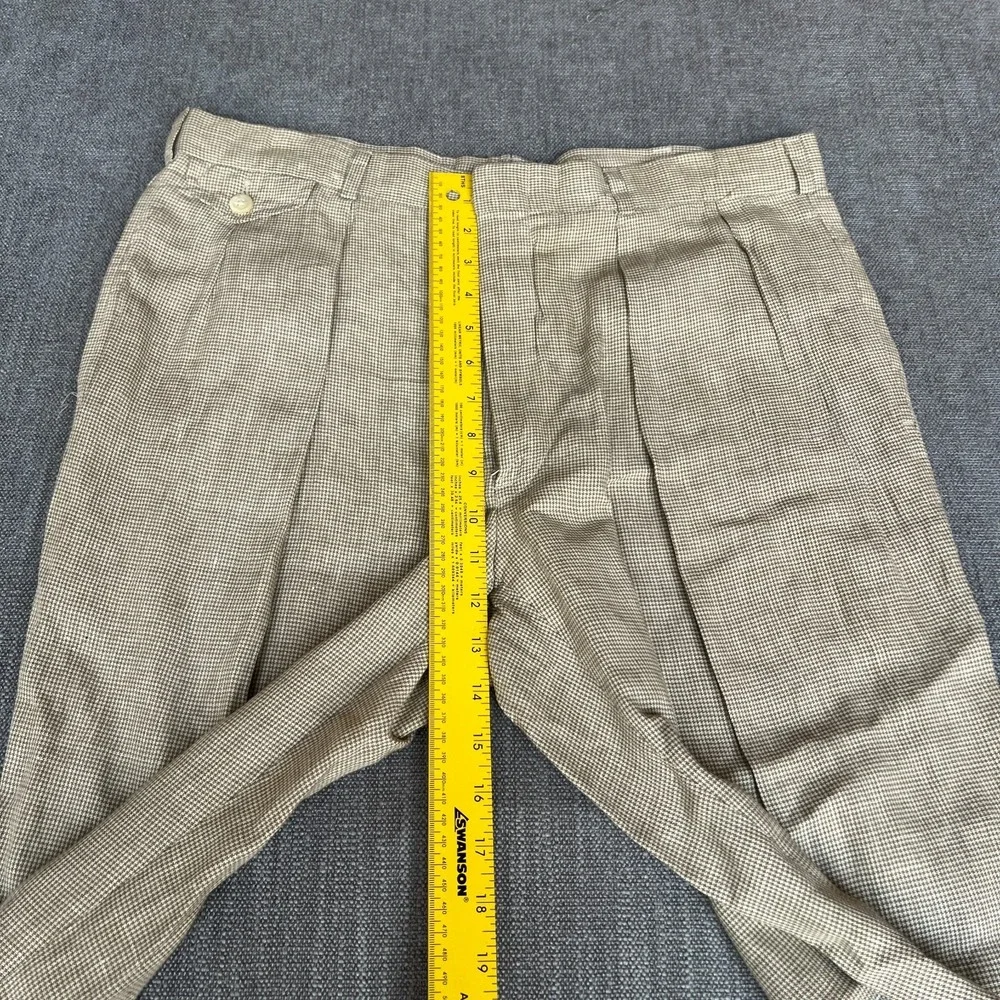 Polo Ralph Lauren Dress Pants Mens 36x36 Tan Houndstooth Pleated Straight Leg